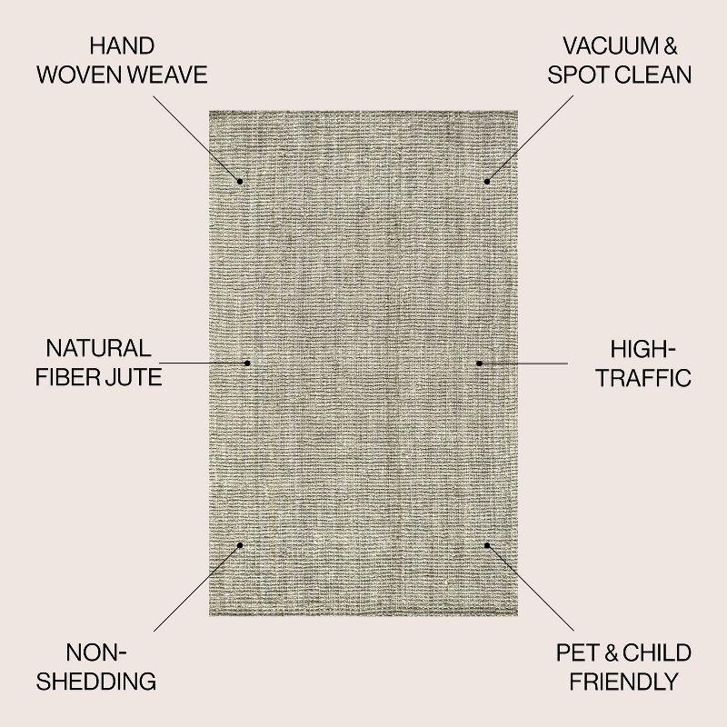 Gray Handwoven Jute Reversible Rectangular Area Rug