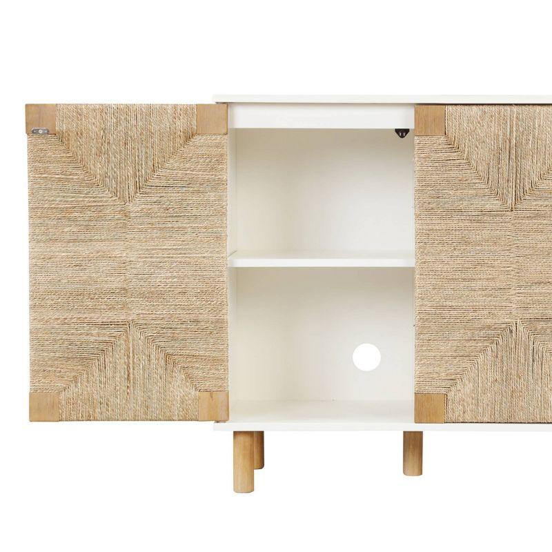 Nathan James Beacon Storage Cabinet Wood and Seagrass White: Veneer Surface, Fixed Shelf, Adult Assembly Required