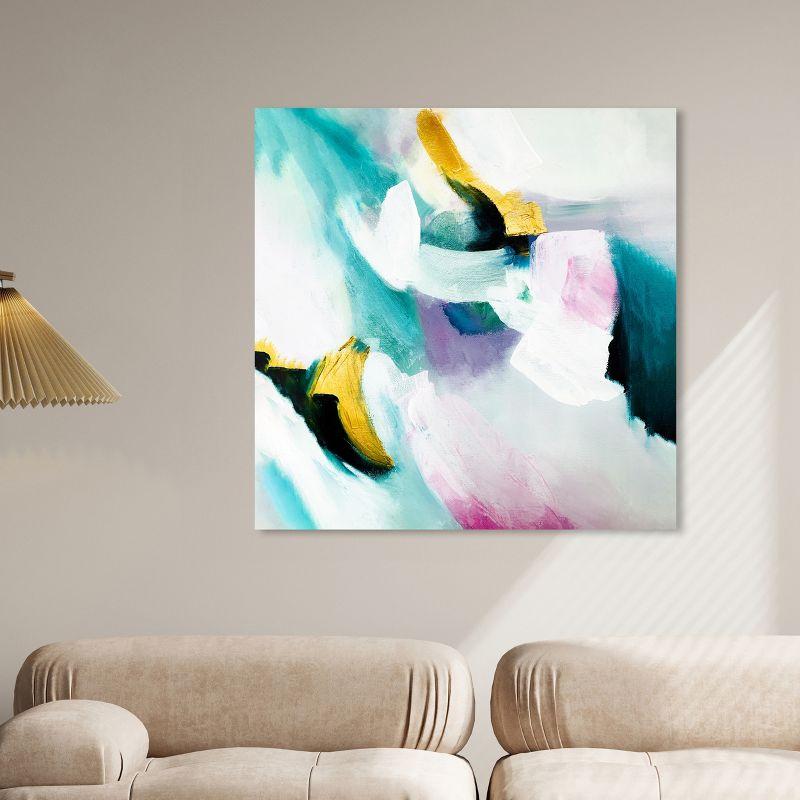 Art Remedy Art Remedy Still Violas Framed Blue Abstract 1 Piece Canvas Wall Art 56586