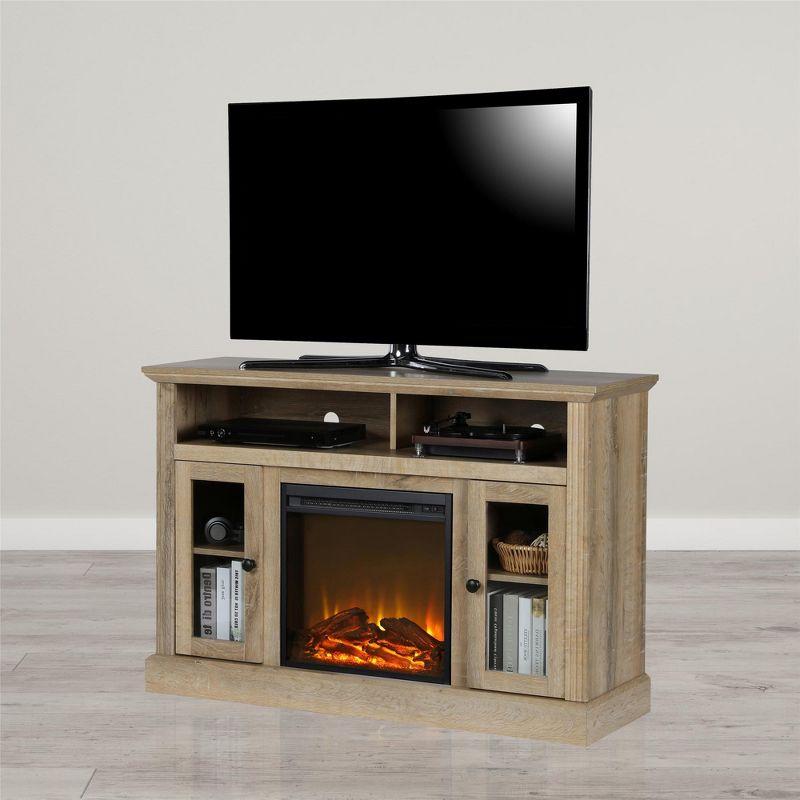 Natural Weathered Oak Electric Fireplace TV Console with Cabinet