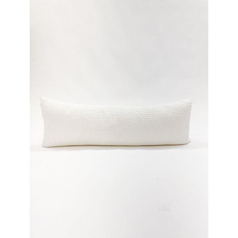 Cool Cotton White Waffle Weave Pillow 14x40