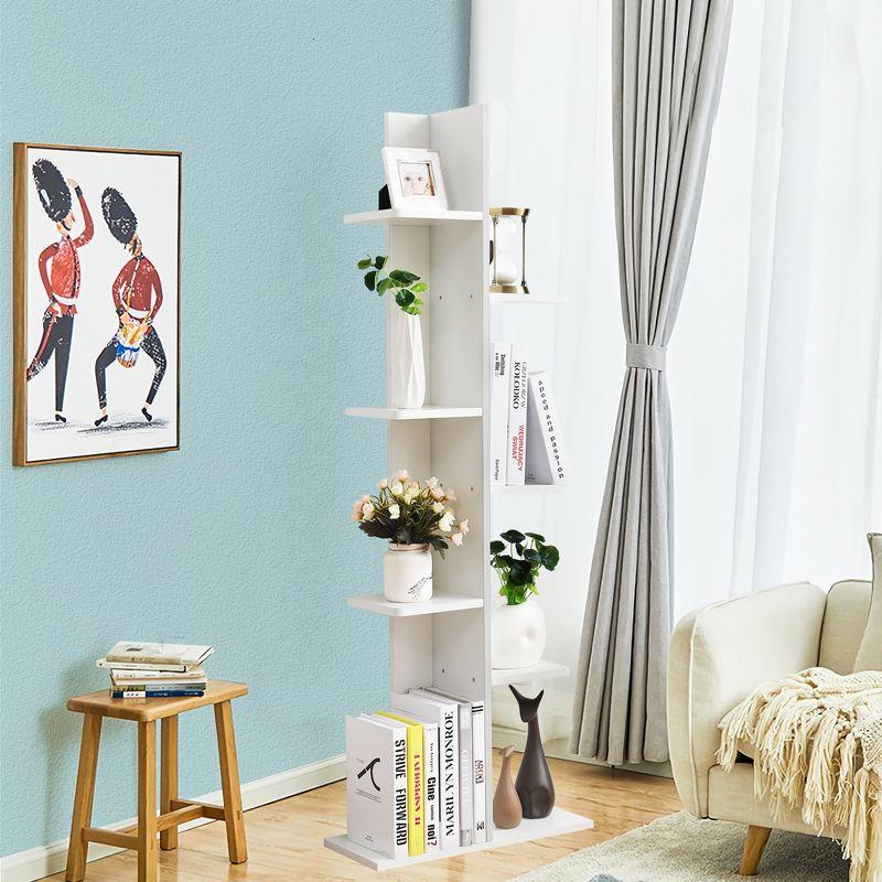 Costway Open Concept Bookshelf Plant Display Shelf Rack Storage Holder Wooden White