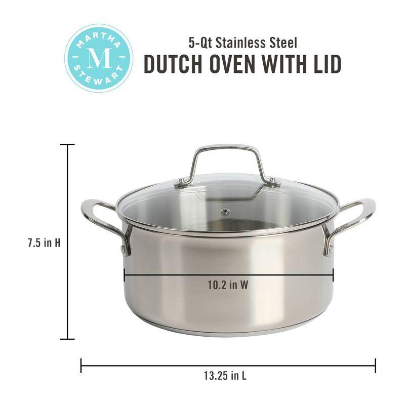 Martha Stewart 5 Quarts qt. Non-Stick Stainless Steel Round Dutch Oven