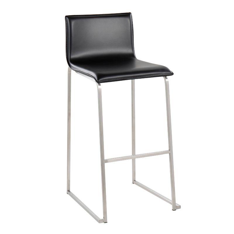 Set of 2 Mara Upholstered Barstools Stainless Steel Black - Lumisource: Kitchen Counter Seating with Footrest