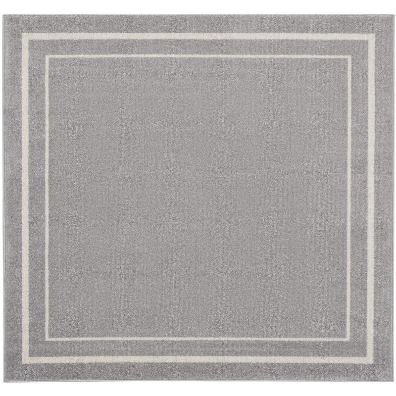 Grey and Ivory Square Reversible Indoor Outdoor Rug