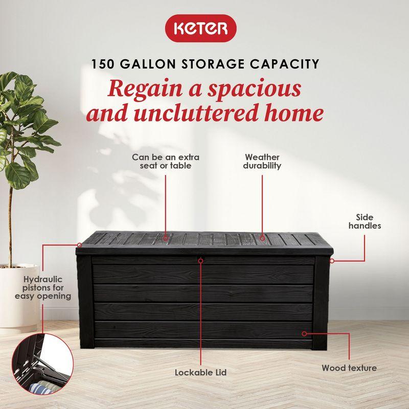 Keter Keter Westwood 150 Gallon Large Durable Resin Outdoor Storage and Organization Deck Box For Patio Furniture and Supplies