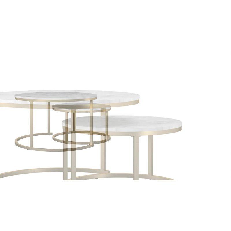 Amelia Round White Metal Nesting Coffee Tables