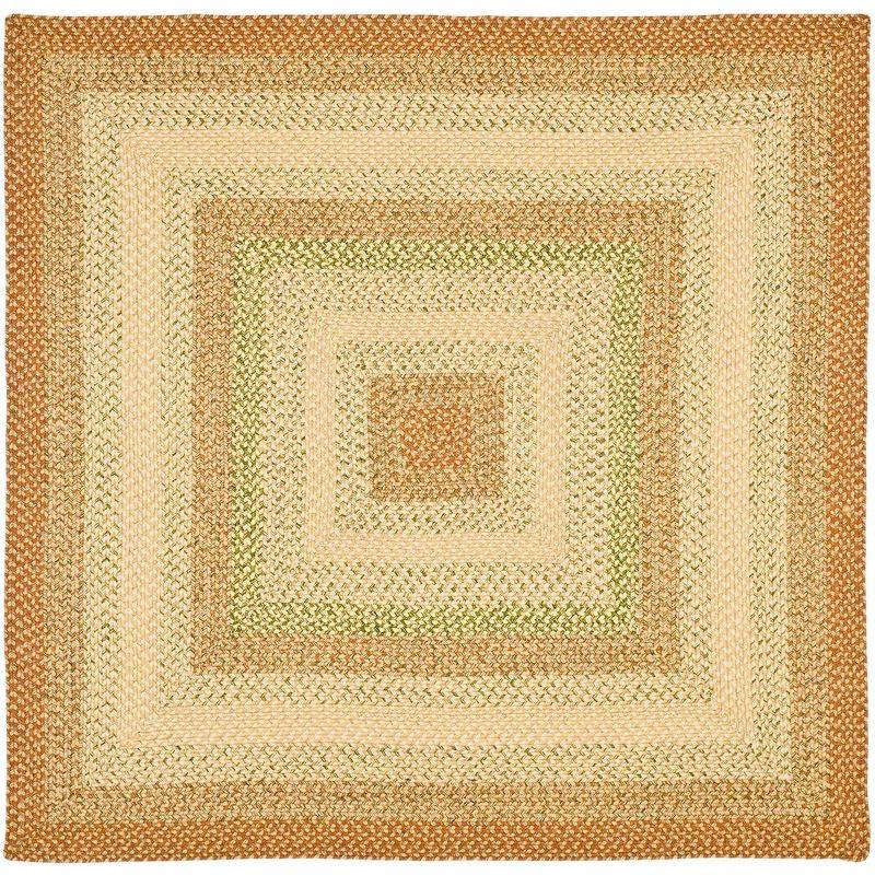 Reversible Handmade Square Braided Rug in Rust/Multi, 4'x4'