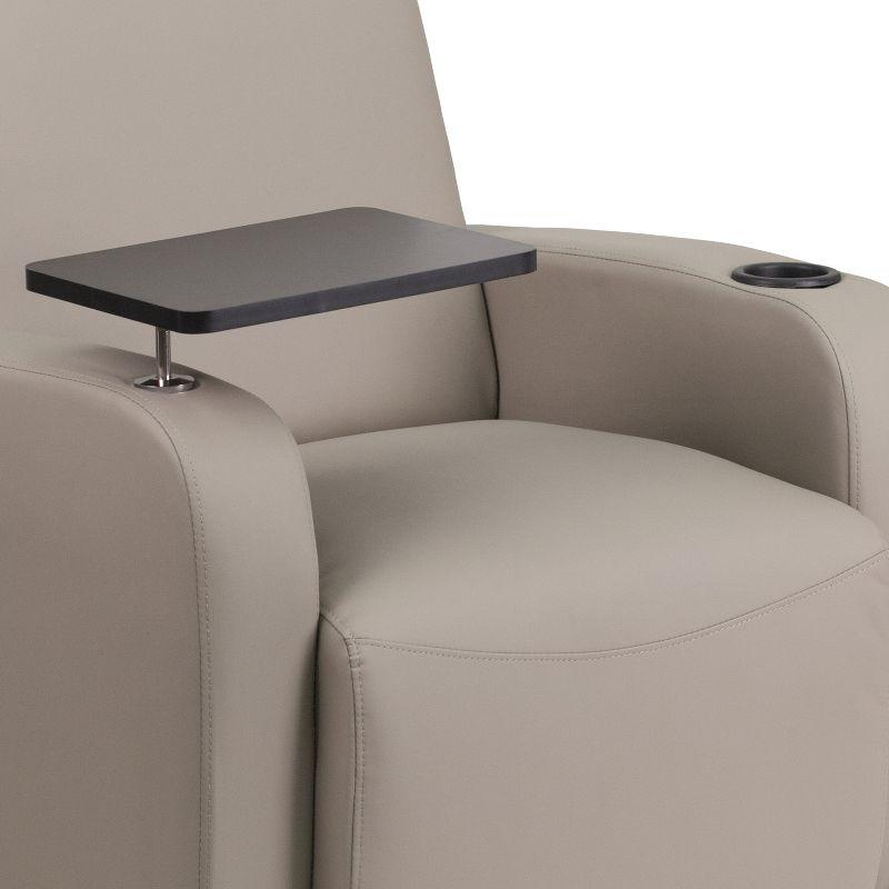 Modern Gray LeatherSoft Guest Chair with Swivel Tablet Arm