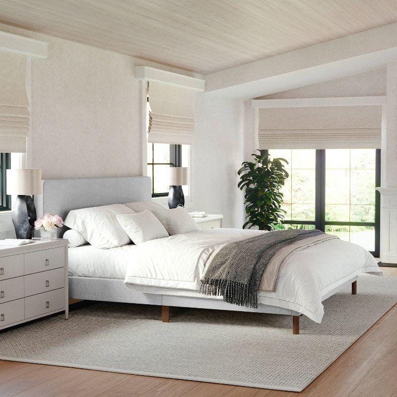Martha Stewart Martha Stewart Britta Upholstered Platform Bed With Piped Detail Headboard