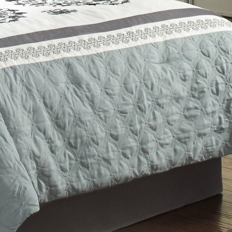 Riverbrook Home 7pc King Alex Comforter Set Blue & Gray : Polyester Medallion Pattern, Pleated & Quilted Design, Machine Washable
