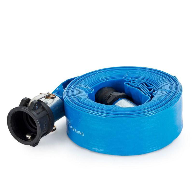 Apache 98138049 2 Inch Diameter 50 Ft Length 70 psi Polyester-Reinforced PVC Lay Flat Hoses w/ Polypropylene Cam and Groove Connections, Blue (3 Pack)