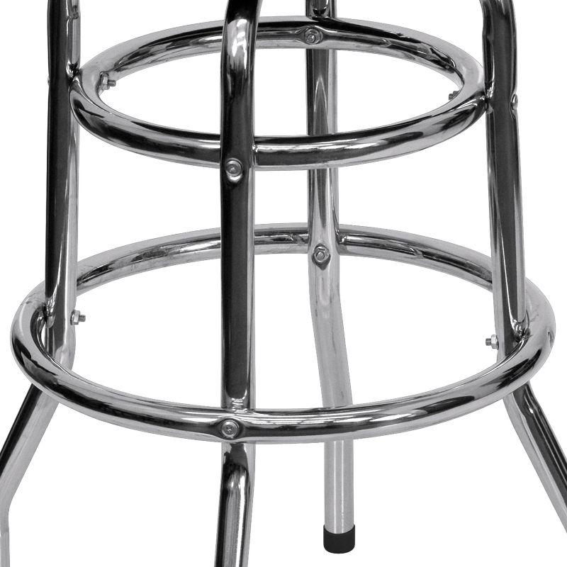 Black and Chrome Swivel Bar Stool with Footrest