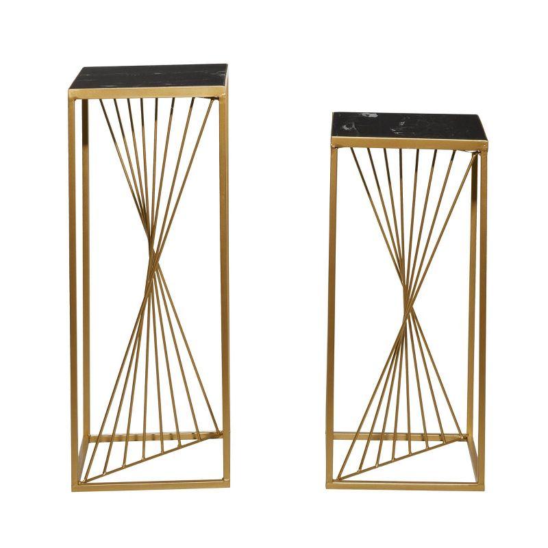 Set of 2 Contemporary Marble Accent Tables Gold - Olivia & May: No Assembly, Indoor Use, Metal Frame