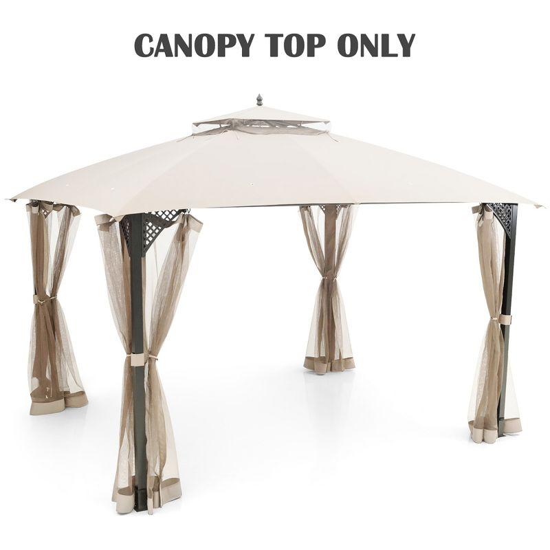 Costway 10' x 12' Patio Gazebo Replacement Top Cover 2-Tier Canopy CPAI-84 Outdoor Beige