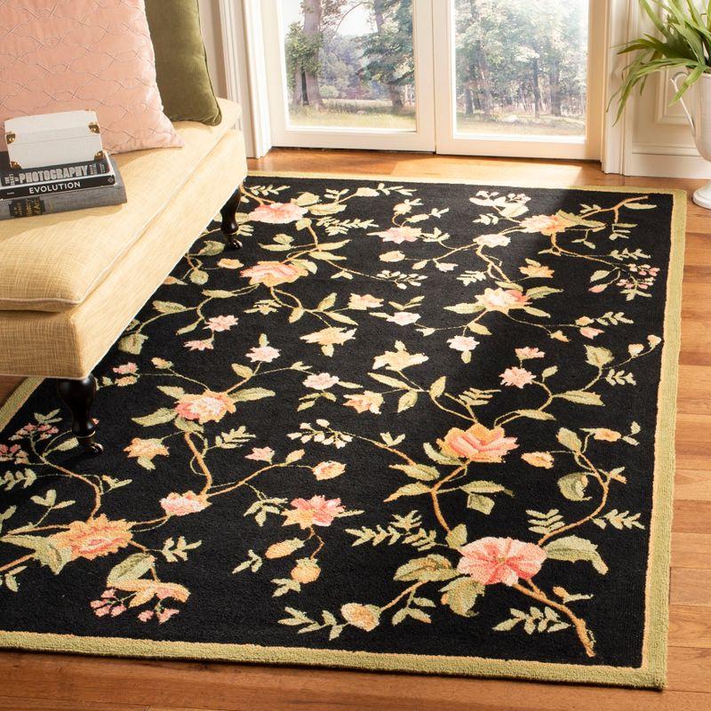 Black Wool Handmade Spot Design Easy Care Area Rug - 6' x 9'