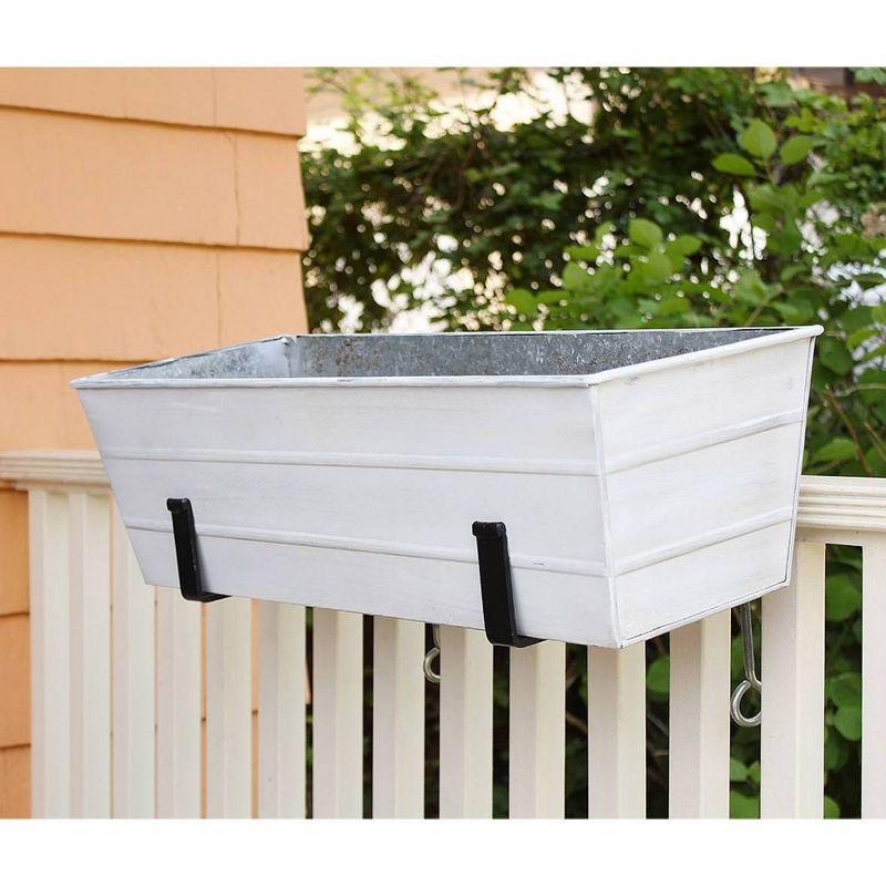 9.5" x 24" x 7.5" Galvanized Steel Flower Box Planter Cape Cod White - ACHLA Designs