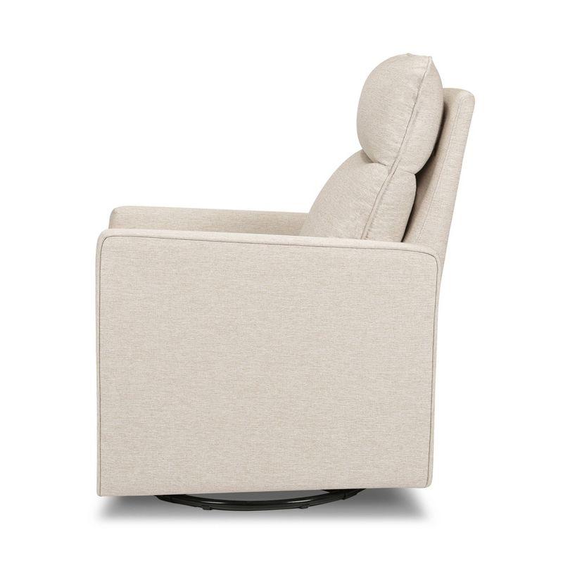 Beige Pillowback Swivel Glider with High Back Support