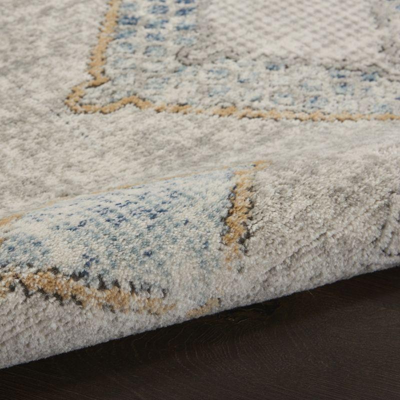 Reversible Grey/Ivory/Blue Diamond Synthetic Area Rug 3' x 5'