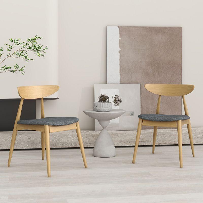 Christopher Knight Home Barron Mid Century Modern Rubberwood Fabric Upholstered Dining Chairs (Set of 2), Gray/Natural Oak