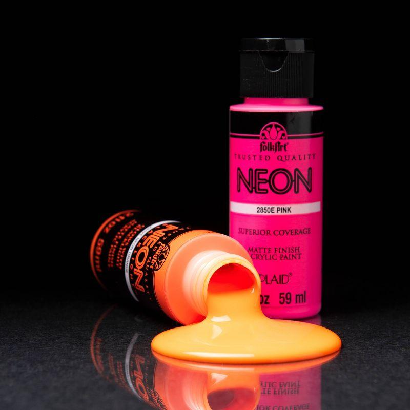 Fa Neon Glw In Drk 8Pc Set 20Z: Multicolored Acrylic Paint & Primer, Interior Use, 24 Sq Ft Coverage, Fast Drying