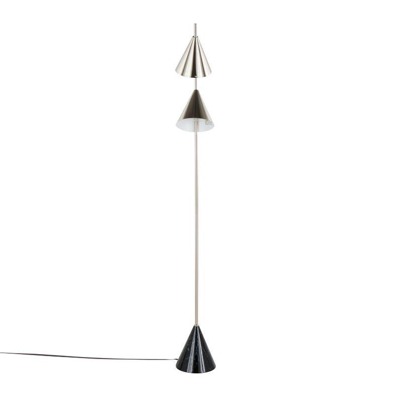 LumiSource Cone 65" Floor Lamp: Dual Cone Shades, Faux Marble Base, UL Listed