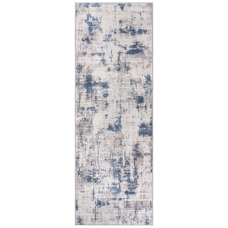 Crystal Print Cenis Blue Navy Ivory Gray Modern Contemporary Abstract Livingroom Dining Bedroom Flat Pile Easy Care Indoor Area Rug