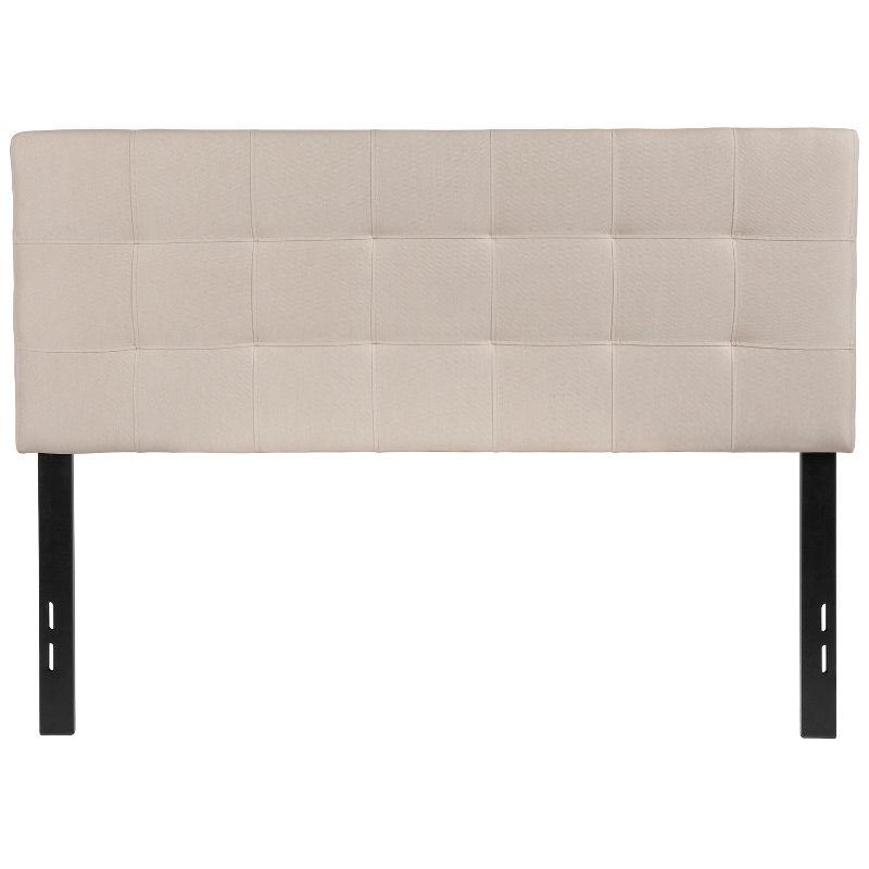 Beige Fabric Tufted Full Headboard with Diamond Stitch Design