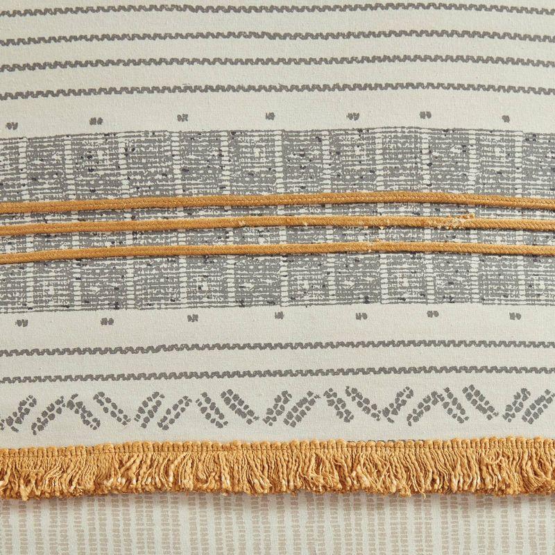 Ink+Ivy 3pc Full/Queen Cody Cotton Duvet Cover Set Yellow/Gray: Woven Stripe, Oeko-Tex Certified, Hidden Button Closure