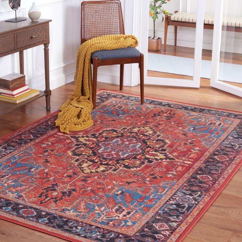 Vintage Charm Easy-Care Red Synthetic 4' x 6' Rectangular Rug