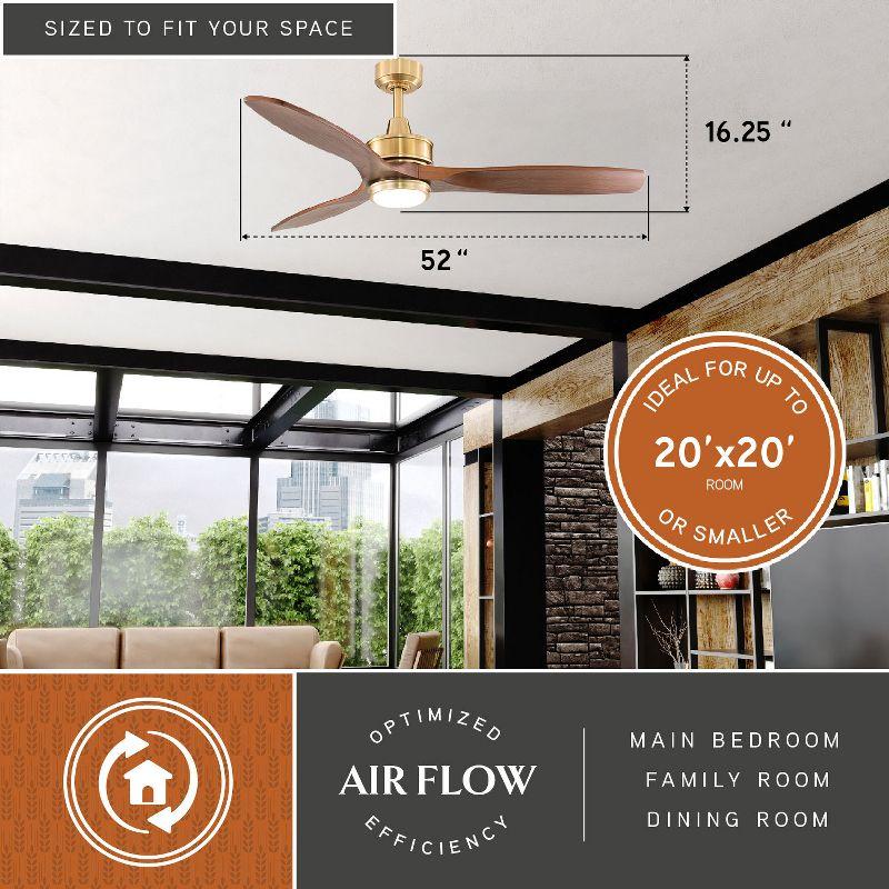 Wade Logan® Ballog 52 in. Matte Black and Brushed Silver Indoor Outdoor Rod Mount Industrial Ceiling Fan with Wooden Walnut Blades, Dimmable Integrated LED Light Kit and Remote Control Included, 3 Speeds