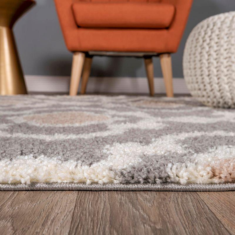 World Rug Gallery Cozy Moroccan Trellis Shag Area Rug - Gray 2' x 7'