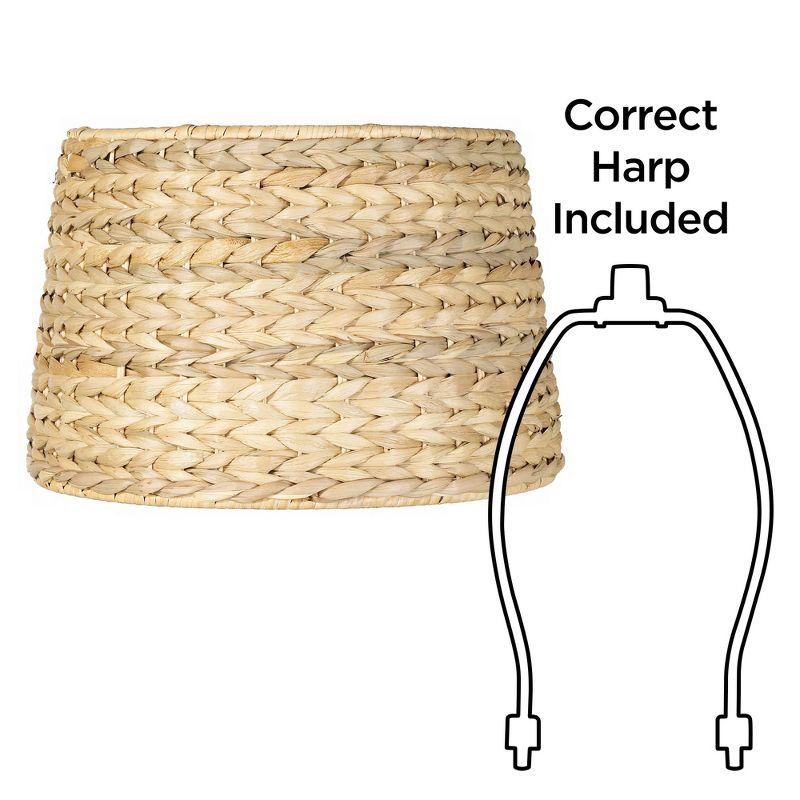 Springcrest Woven Seagrass Small Drum Lamp Shade 10" Top x 12" Bottom x 8.25" Slant x 8" High (Spider) Replacement with Harp and Finial