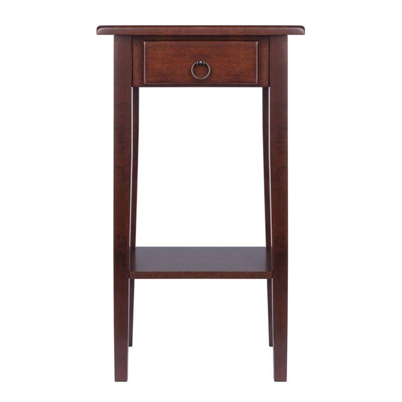 Regalia Accent Table with Drawer, Shelf - Antique Walnut - Winsome: Small Telephone Stand, Occasional Storage