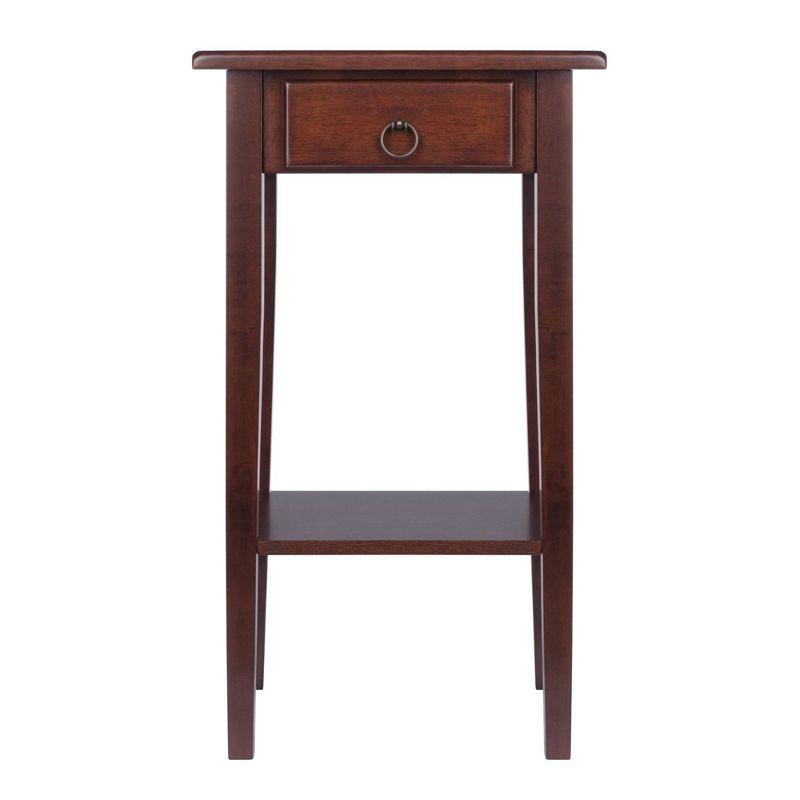 Transitional Regalia 29.5" Walnut Wood & Stone Accent Table with Storage