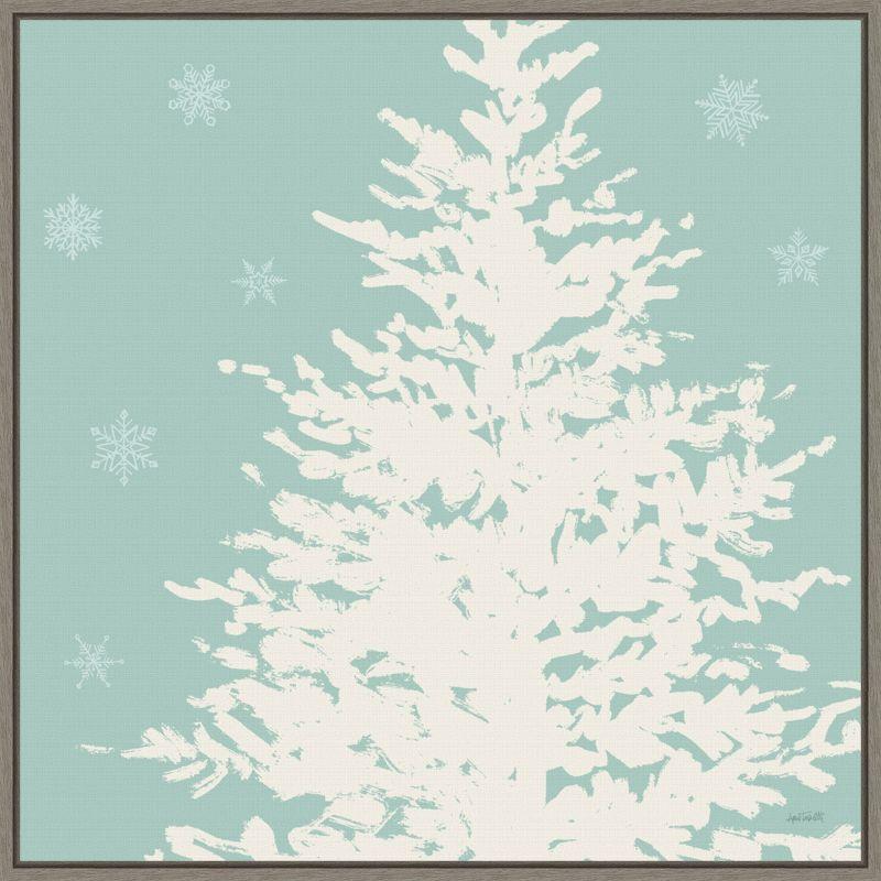 Winter Evergreen Tree Framed Canvas Wall Art Print