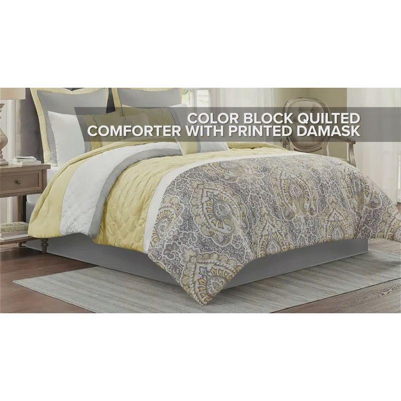 King Yellow and Gray Microfiber 8-Piece Comforter Set