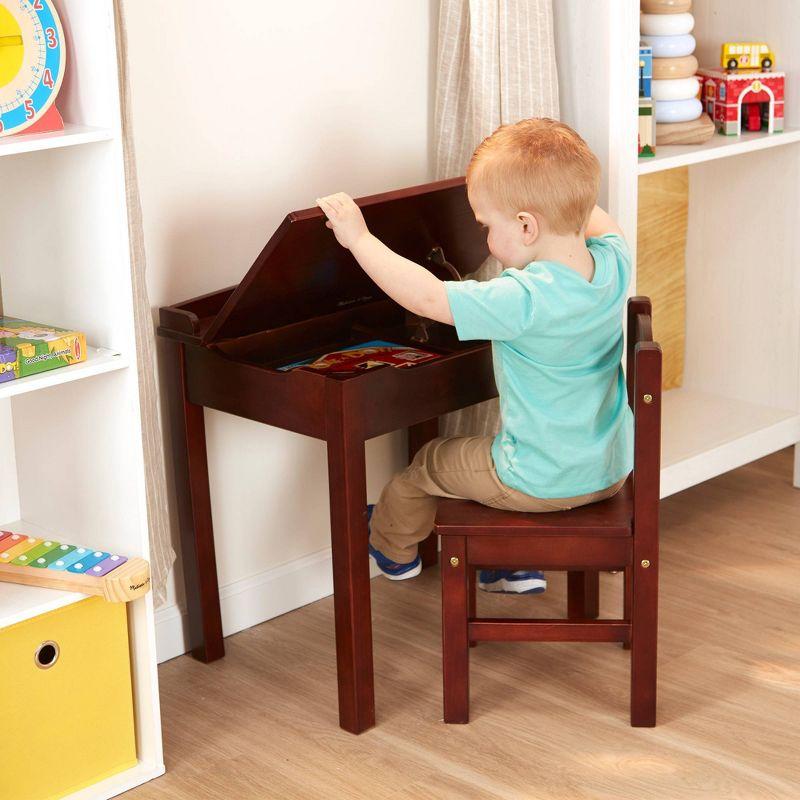 Melissa & Doug Wooden Child's Lift-Top Desk and Chair - Espresso