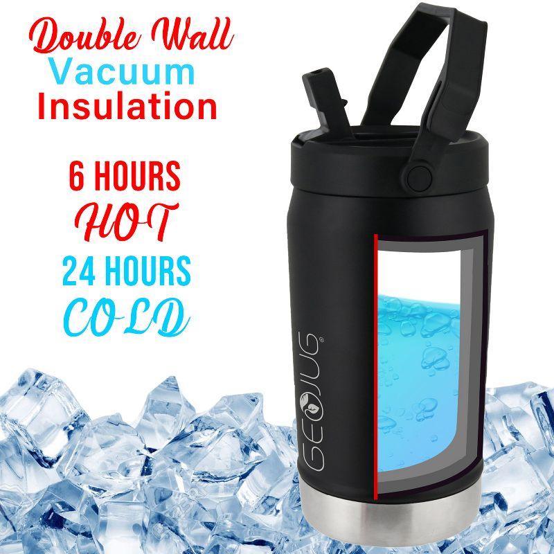 Brentwood Vacuum-Insulated Stainless Steel Sports Water Jug with Spout Straw Lid, and Handle with Fence Hook (40 Oz.; Black)