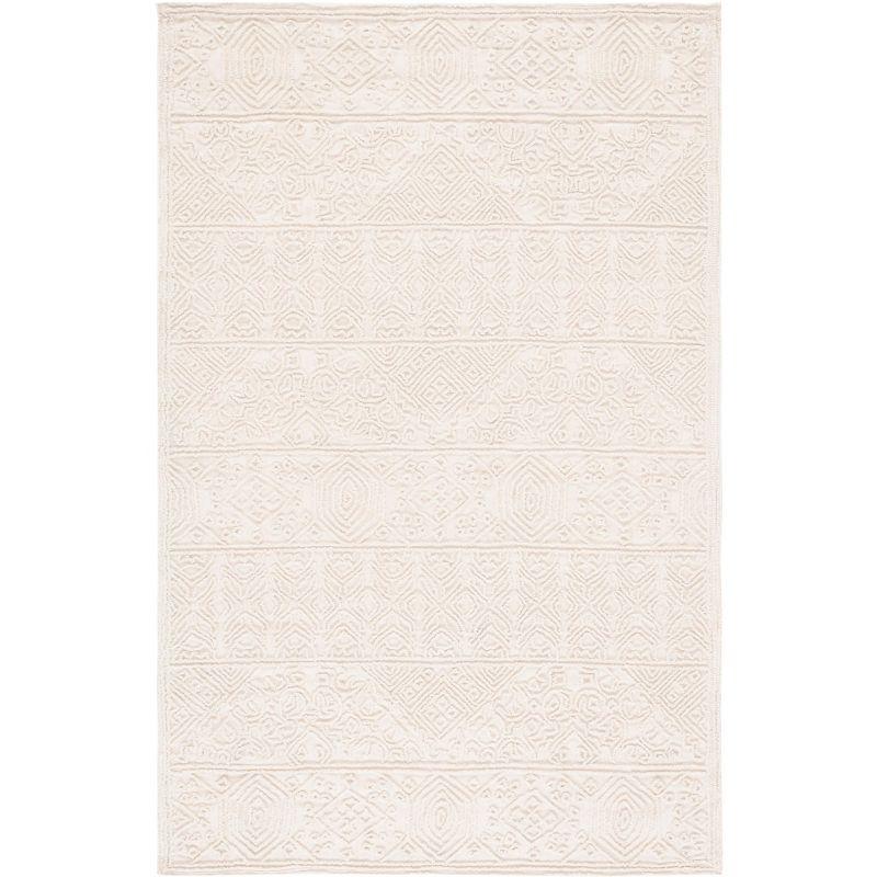 Ivory Hand-Tufted Wool Rectangular Area Rug, 5 ft. x 8 ft.