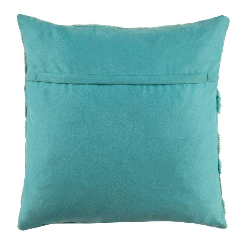 Teal and Gray Cowhide Chevron 20" Square Pillow