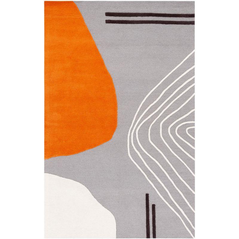 Hand-Tufted Rodeo Drive Grey and Rust Wool Area Rug