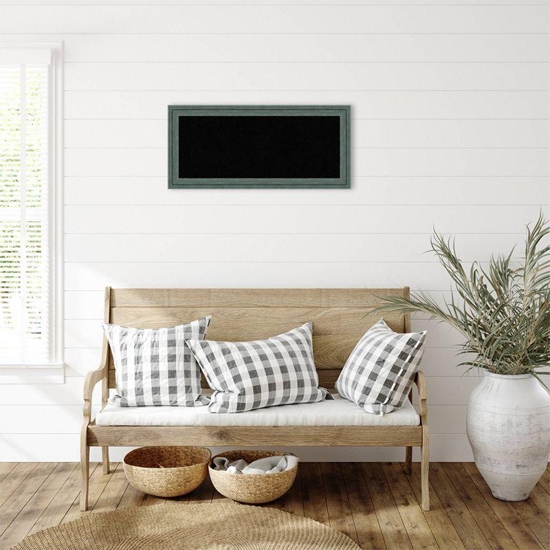 33"x15" Upcycled Wood Frame Black Cork Board Teal/Gray - Amanti Art