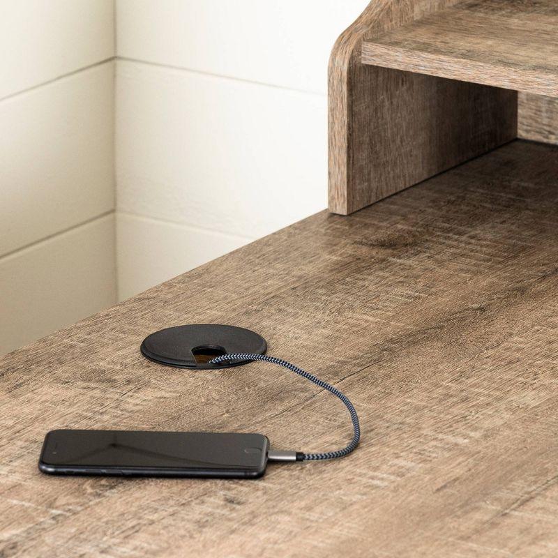 L-Shaped Computer Desk with Power Outlet