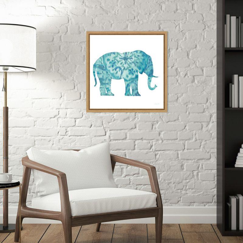 Amanti Art Boho Teal Elephant I by Danhui Nai Canvas Wall Art Print Framed 16-in. x 16-in.