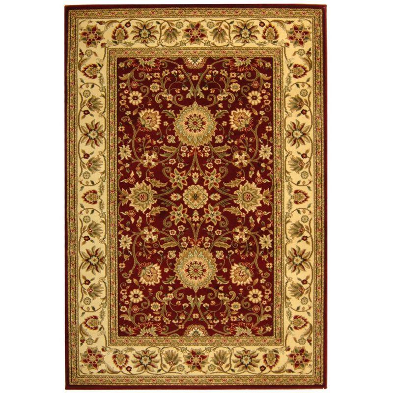 Elegant Red/Ivory Tufted Square Synthetic Area Rug 6' x 9'