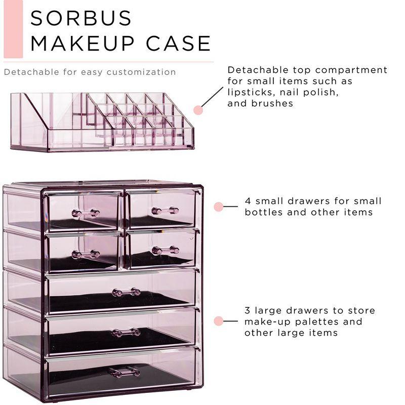 Sorbus Medium Makeup Organizer Set with 7 Drawers and Top Shelf