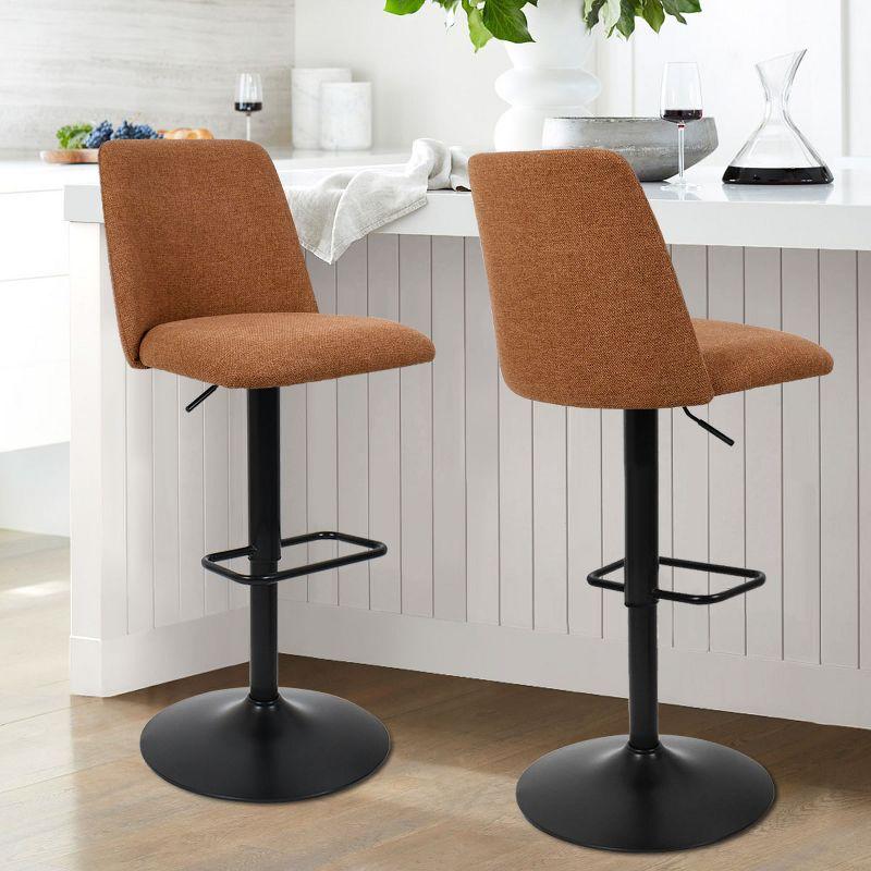 24"-33" Bruno Upholstered Swivel Adjustable Height Barstools (Set of 2) -Maison Boucle