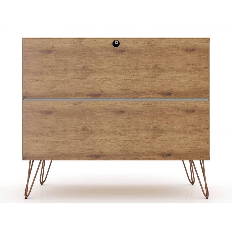 Set of 2 Rockefeller 3 Drawer Dresser Nature/Textured Gray - Manhattan Comfort: MDF Bedroom Storage, 6 Drawers