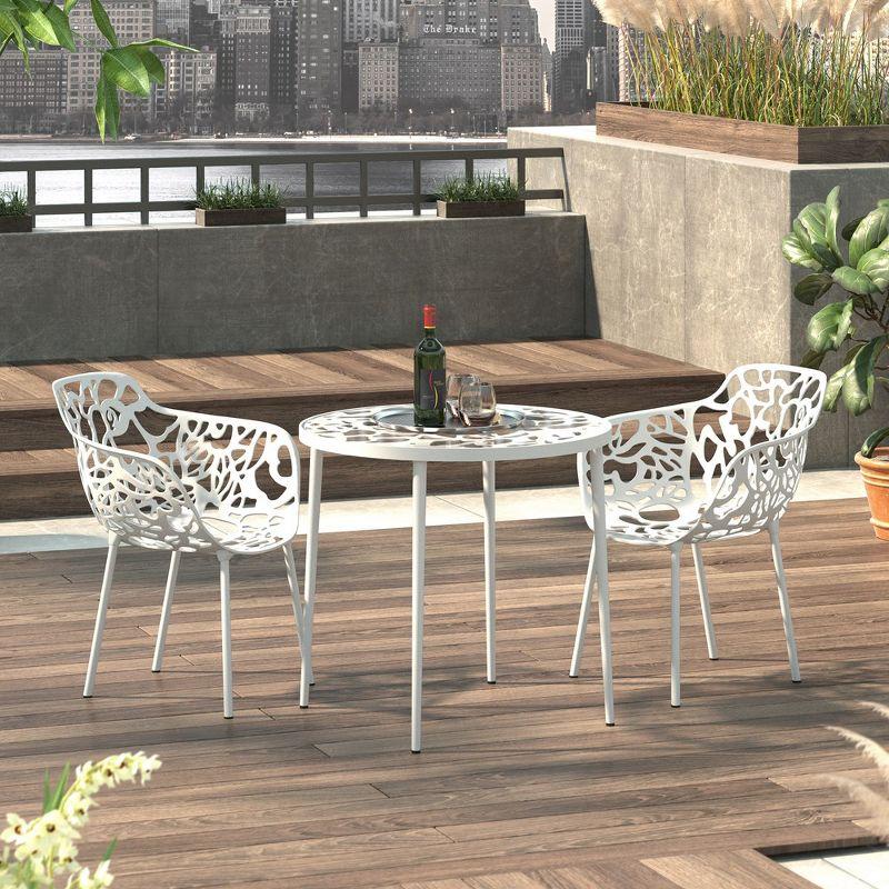 Devon White Aluminum Outdoor Stackable Dining Armchair Set